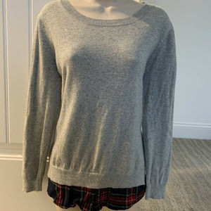 Goodnight Macaroon Grey Plaid Shirttail Sweater S